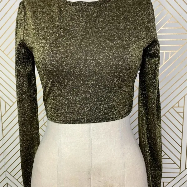 REFORMATION Jupiter Metallic Crop Top‎ In Black Sparkle Size US Small - Image 8