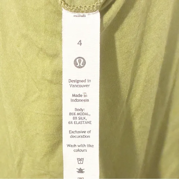LULULEMON Size 4 Bronze Green Silk Modal Tied T- Back Relaxed Yoga‎ Tank - Image 4