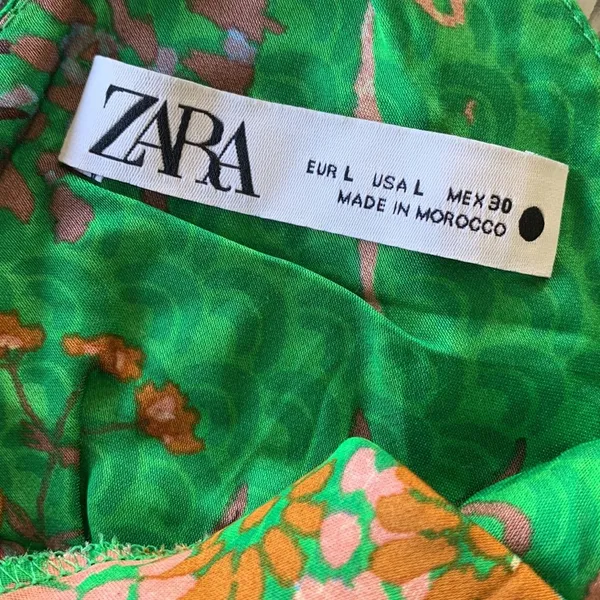 Zara Green silk slip dress - Image 3