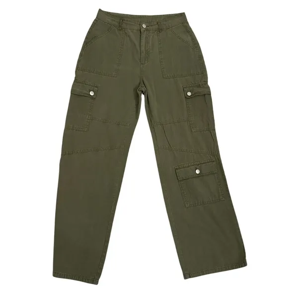 SHEIN Cargo Wide Leg Loose Utility Baggy Rugged Chore Army Green Pants Size 30 - Image 3