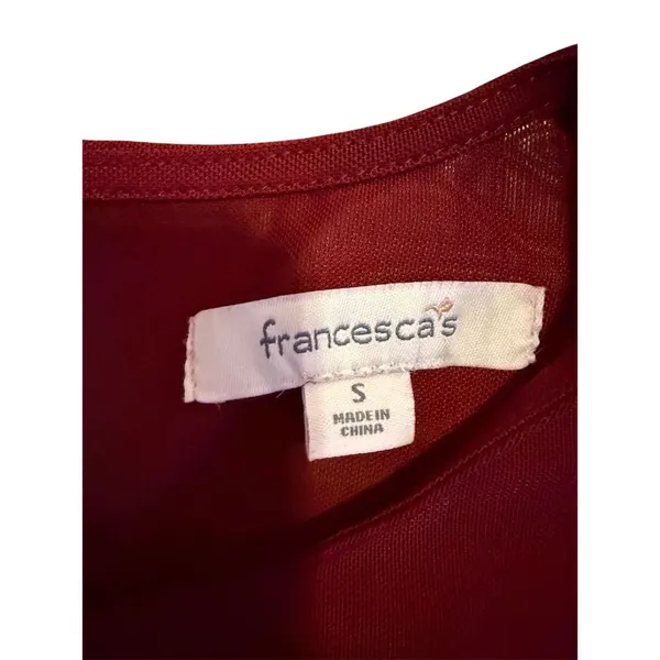 Francesca's Women's Burgundy Lace Fit & Flare Dress Size S Party Cocktail - Image 9