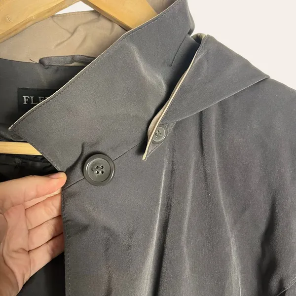 Fleet Street Vintage Women’s Olive Green Long Hooded Trench Rain Coat Size 12P - Image 3