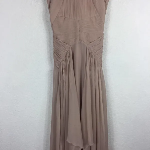 ASOS Design Bridesmaid Pink Blush Pinny Ruched Bodice Chiffon Maxi Dress Size 2 - Image 9