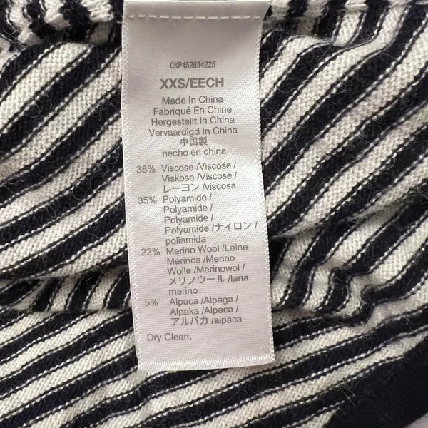 Madewell Stripe-Mix Ashbury Mockneck Sweater Dark‎ Indigo Navy Blue & White XXS - Image 12