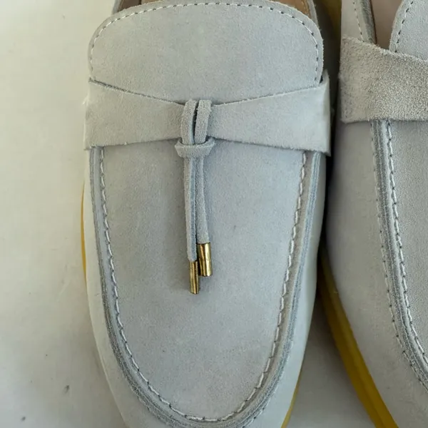 Suede Mule Loafers Shoes Gray Size 7 - Image 3