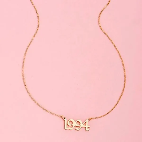 Y2K Streetvibe 1994 Gold Chain Personality Year-Date Charm Pendant Gift Necklace - Image 2