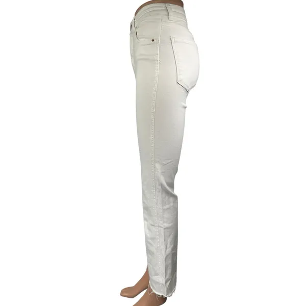 Zara Women's White Stretch Raw Hem Casual Flared Bootcut Denim Jeans Size 0 - Image 2