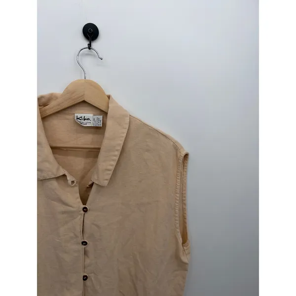 Kiko Linen Tunic Top One Size Lagenlook Oversized Button Front Artsy Boho - Image 7