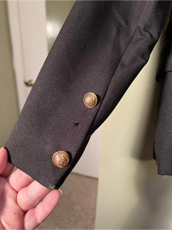 Lioness Women's Sz Medium Double Breasted Blazer with Gold Button Hardware Black - Image 12