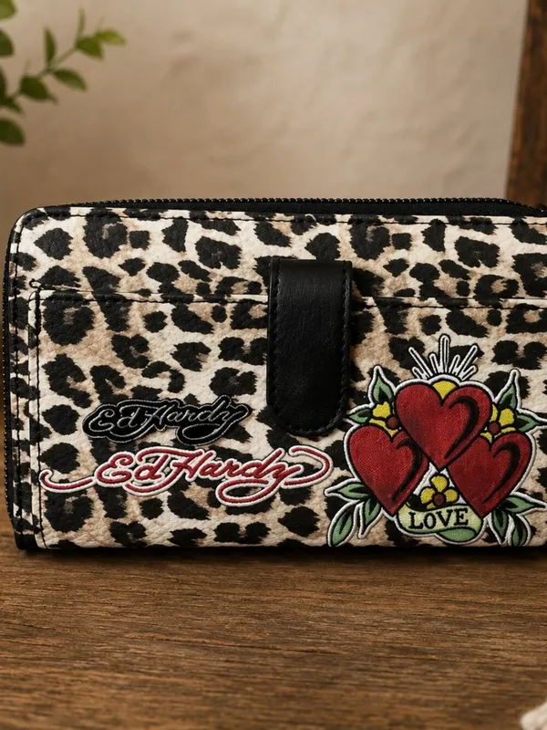 Ed Hardy Leopard Print Zip-Around Wallet/Wristlet NWT - Image 3