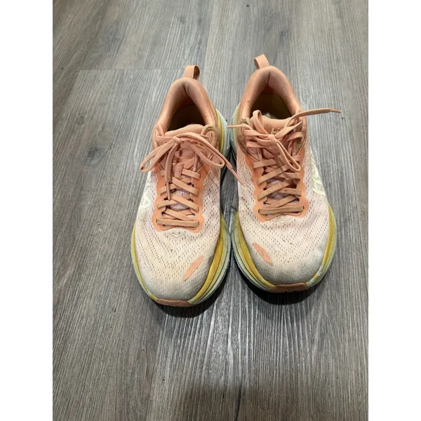 HOKA ONE ONE Bondi 8 Women's‎ Peach/Yellow Running Shoes Size 8.5 - Image 2
