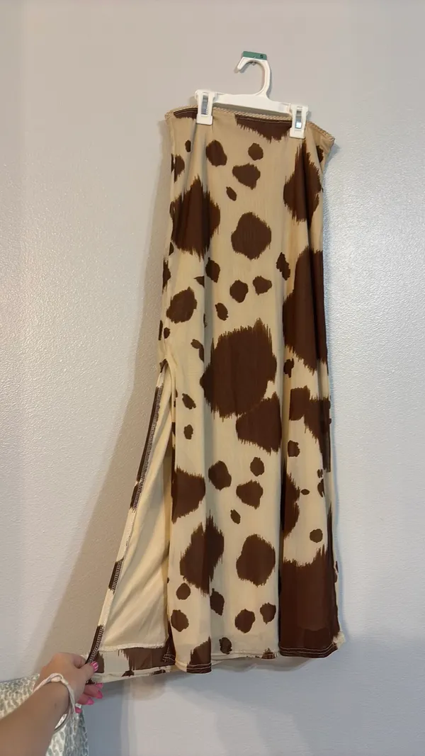 Country cow print long skirt - Image 2