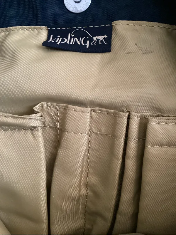 Rare Vintage Kipling Navy Shopper Tote School Work Laptop Bag with Keychain - Image 9