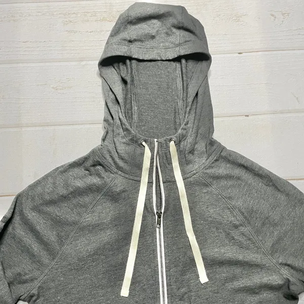 New - New Era - Women’s Grey Cotton Sueded Zipped Hoodie - Size Large - Image 4