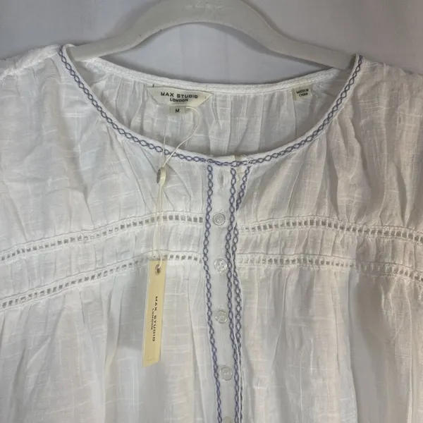 Max Studio London White Floral Sleeveless Top Size Medium NWT - Image 6