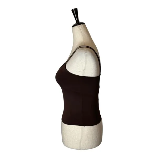 Moussy Vintage Tank Top Women XS Brown Asymmetric Strap Cut‎ Off Camisole Cami - Image 6