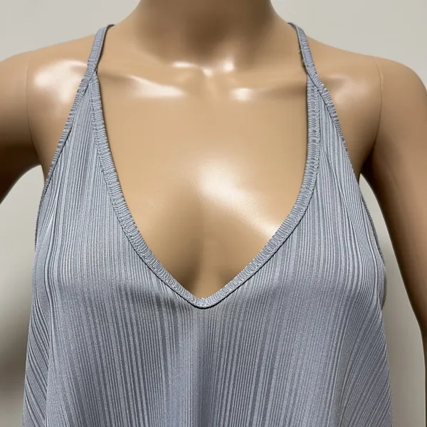 Free People Intimately Free Gray Ribbed Swing Racerback Tank Top Size S - Image 2