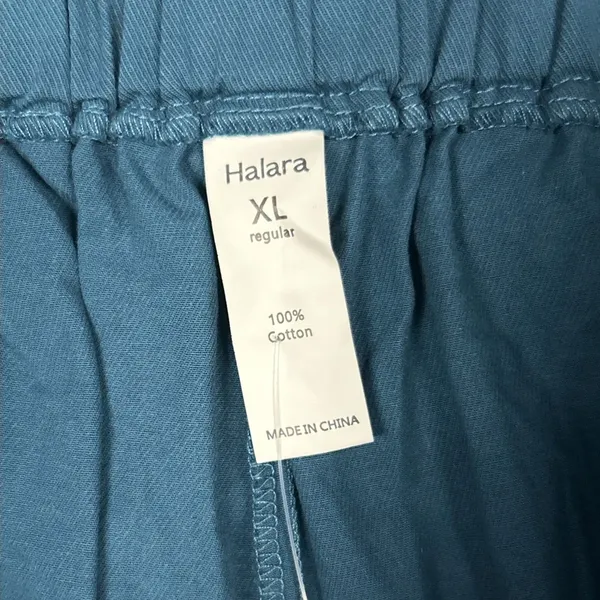 Halara Pants Womens XL Turquoise Blue Cotton Pockets Elastic Waist Joggers New - Image 4