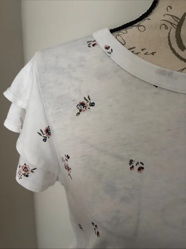 C&C California Large White Tee with Pink and Brown Floral Print - Image 2