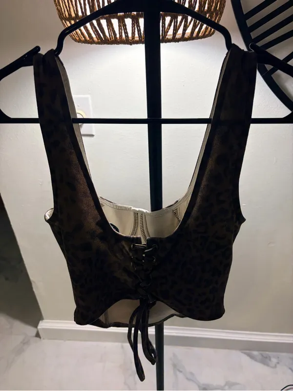 PrettyGarbage Leopard Print Bustier Top - Image 4