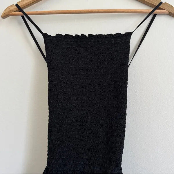 J. Crew Friday Cotton Poplin Dress Size Large Petite smocked Black - Image 4