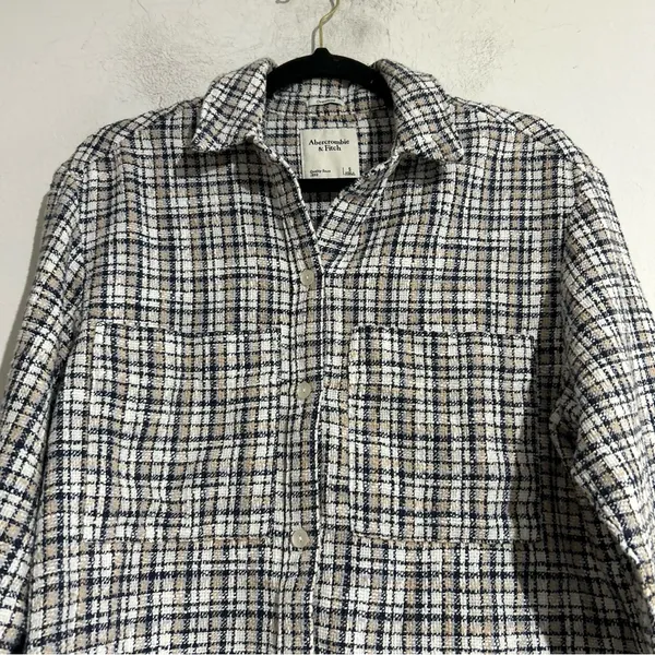 Abercrombie & Fitch Plaid Oversized Button Front Shirt Jacket Small - Image 2