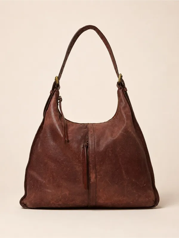 Hobo International Burgundy Distressed Leather Slouchy Shoulder Bag - Image 3