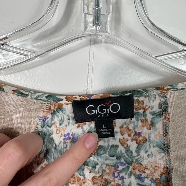 GigiO Patchwork Oversized Floral Raw Hem Poncho Blouse Top Large L Art Deco - Image 3