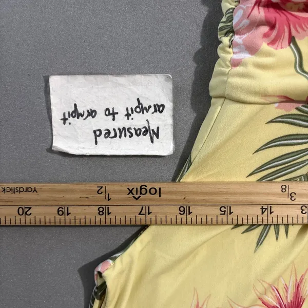 IMAN Maxi Dress Size Medium Petite Yellow Tropical Floral Summer Vacation Resort - Image 10