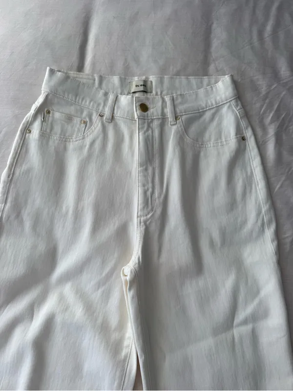NWOT!! DL1961 Women's White Wide-Leg High-Rise Jeans - Image 4