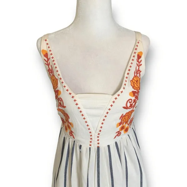 Melloday Embroidered Floral‎ Striped Sundress Ruffle Hem Strapless Boho Summer - Image 5