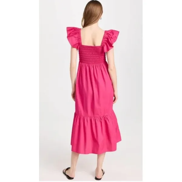 Anthropologie o.p.t Tuscany Dress Size Medium‎ Magenta Cotton Midi - Image 2