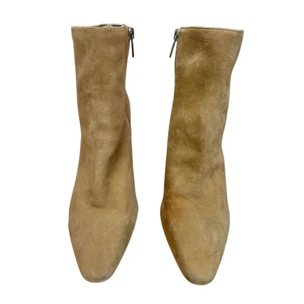 Vince Camuto Boots Size 8 Leather Womens Tan Almond Toe‎ Side Zip Ankle Booties - Image 6