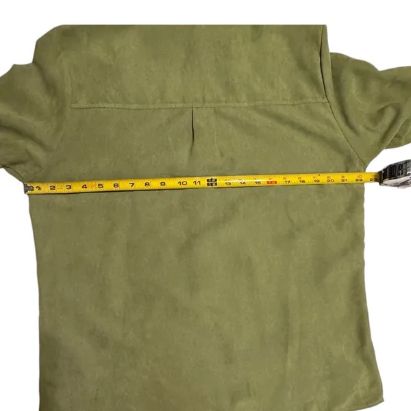 Notations Womens Olive Green Faux Suede Button Down Shirt MSDB0112 Large - Image 7