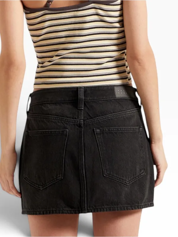 PacSun Black Frayed Denim Stretch Mini Skirt - Image 2