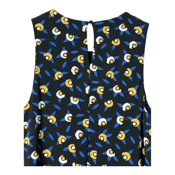 Anne Klein Trapeze Dress Small Black Floral Sleeveless Keyhole‎ Stretch Knit - Image 6
