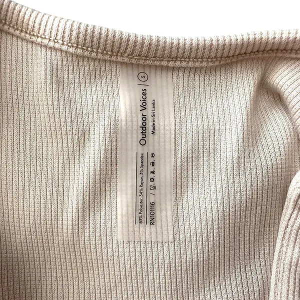 OUTDOOR VOICES Ribbed Button Front‎ Crop Top Oatmeal Small - Image 5