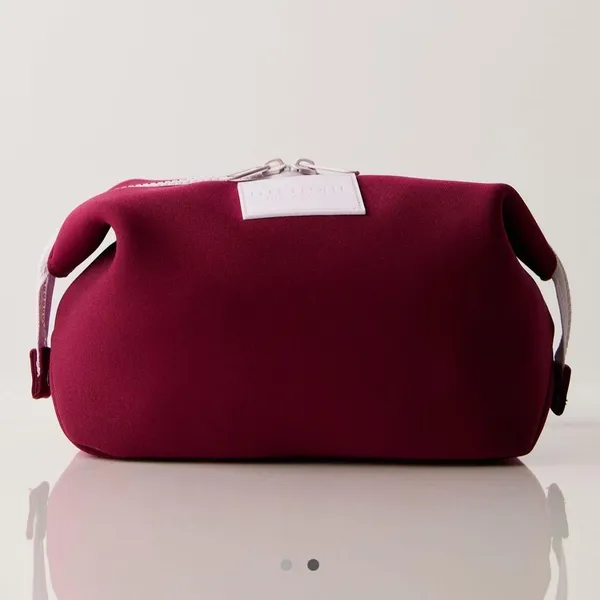 NEW free people maroon purple qutumn cosmetic / makeup bag with clip detail Travel vacation - Image 2