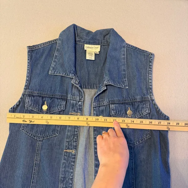Coldwater Creek Tencel Blend Denim Trucker Vest Blue Sleeveless Women Size S - Image 7