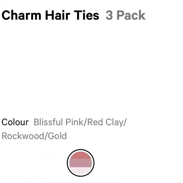 Lululemon Charm Hair Ties 3 Pack Blissful Pink/Red Clay/Rockwood/Gold - Image 5