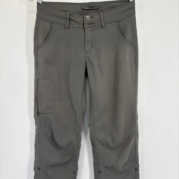 Prana Womens Size 4 Gray Convertible Hiking Pants‎ Roll Up Snap Outdoor Travel - Image 4