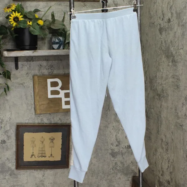 Floral Nikrooz Womens Crochet Trim Fuzzy Pajama Sleep Pants Light Blue XS - Image 2