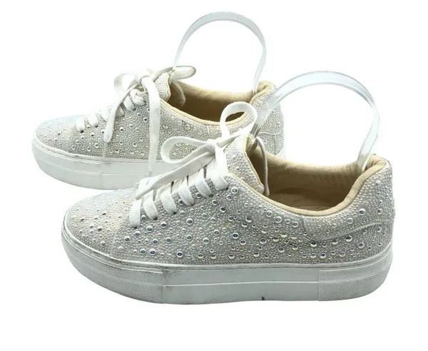 Betsey Johnson Sidny Pearl Sneakers Lace Up White 6.5 - Image 6