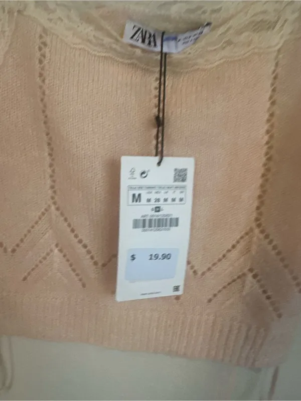 NWT Zara Pointelle Knit Lace Trim Crop Tank - Image 8