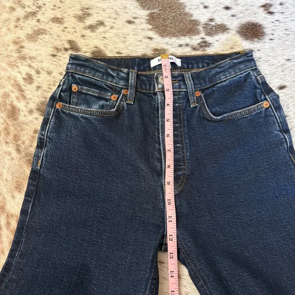 RE/DONE‎ High Rise Ankle Crop Jeans In Dark Rinse Size 26 - Image 10