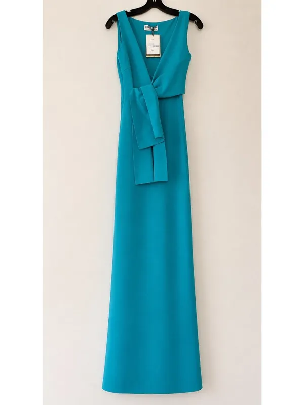 NWT Chiara Boni Sleeveless Gown Deep Sky Blue Italian Designer Dress Sz 4 - Image 2