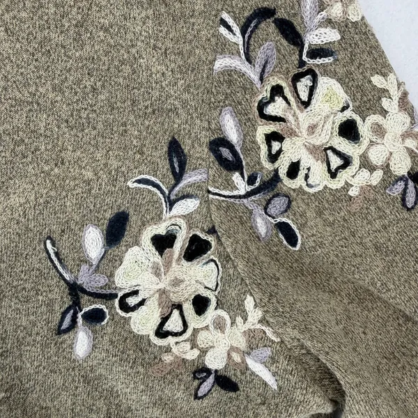 Figueroa & Flower Floral Embroidered Longline Cardigan Sweater Grey Boho Size XL - Image 12