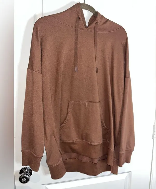 Athletic Works Lined Brown Hoodie Spandex Comfy Drawstring Pocket Unisex Sz XXXL - Image 5