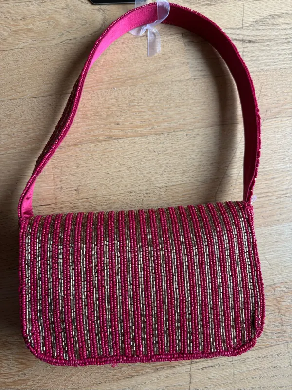 Beaded Pink Cocktail Motif Shoulder Bag - Image 4