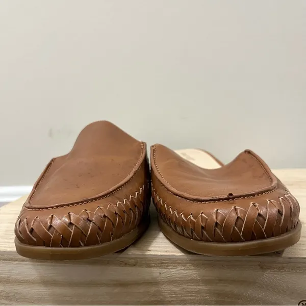 Nine West Juanita Brown Leather Braided Slip On Flat Mules‎ 10 - Image 6